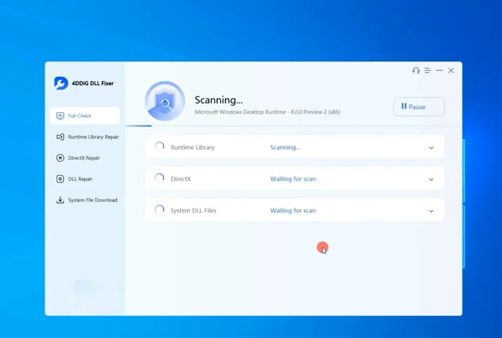DLL Files Fixer Scan in PC